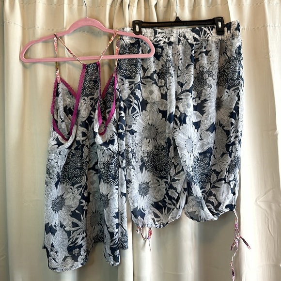 Liberty LA for Target Sheer Spring Floral Blue Pink Tank Top Shorts Pajama Set - Picture 5 of 6